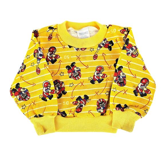 HOPSCOTCH VINTAGE FOOTBALL TODDLER CREWNECK SWEATSHIRT – SIZE 24 MONTHS – YELLOW - Picture 1 of 8